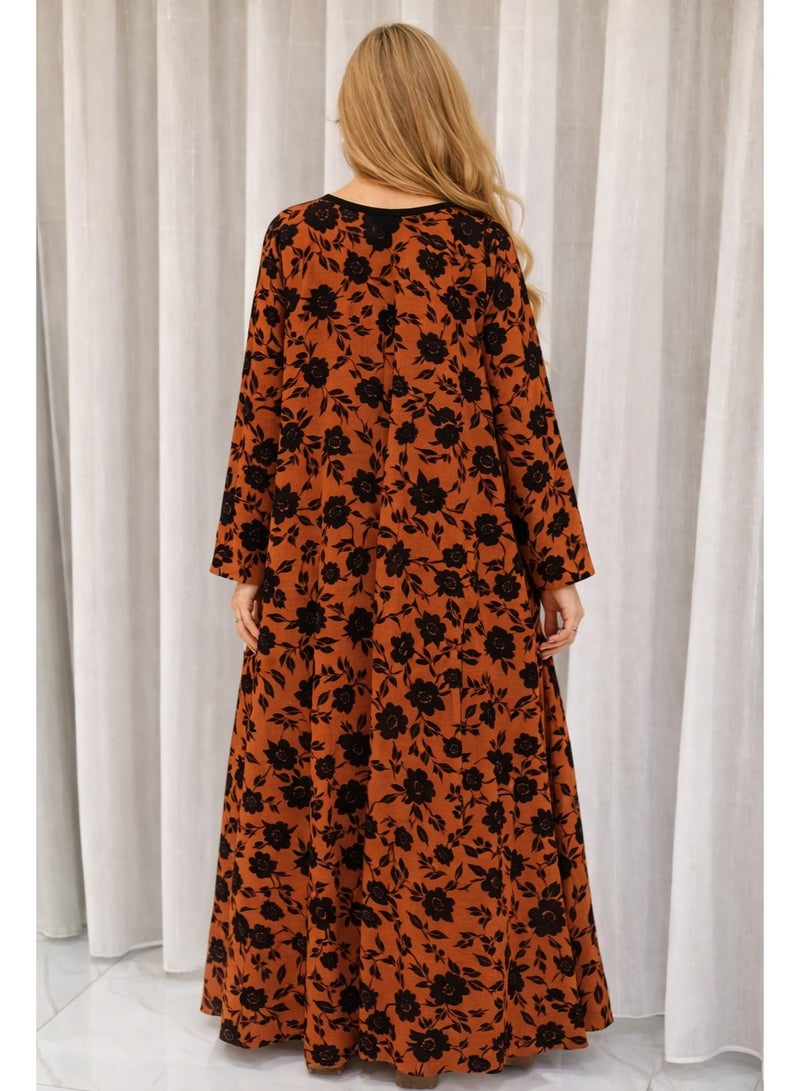 Women’s Floral Printed Jalabiya with Black Fringe Detail-Ramadan Collection - Image 3